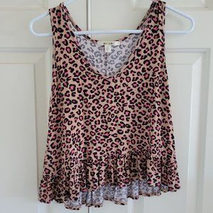 Miami Leopard Tank With Ruffle Bottom